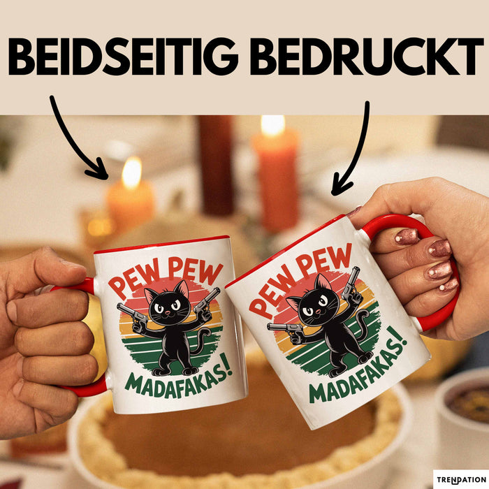 Katzen Tasse Geschenk Pew Pew Madafakas Geschenkidee Lustig Katze Rot Trendation