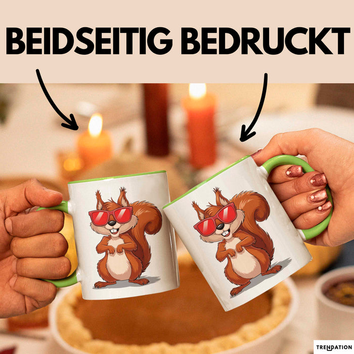 Eichhörnchen Tierliebhaber Sonnenbrille Tasse Geschenk Lustige Geschenkidee Spruch Grün Trendation