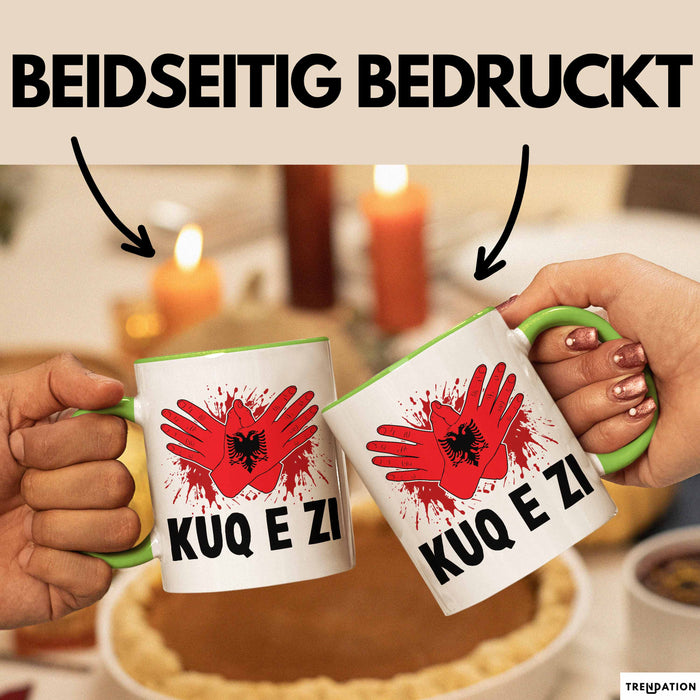 Albanische Flagge Shqip Shqiponja Albanischer Adler Albanien Tasse Geschenkidee Grün Trendation