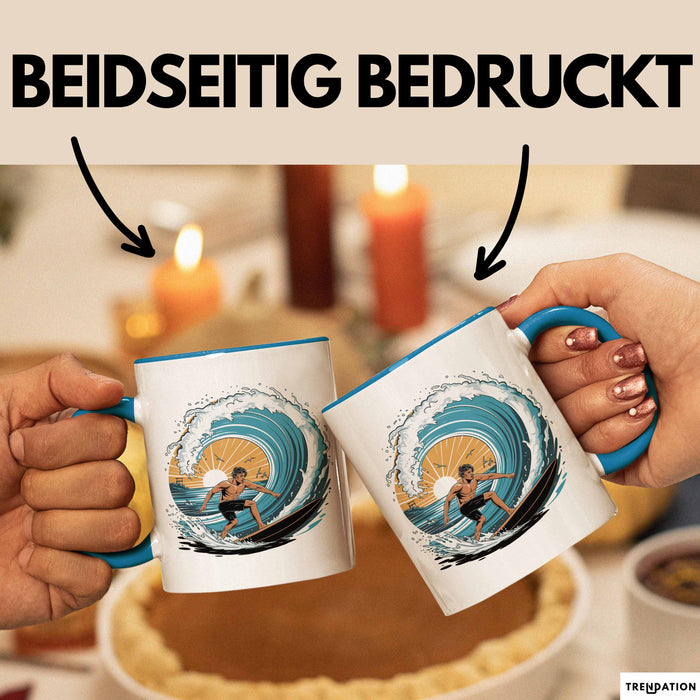 Surfer Tasse Geschenkidee für Wellenreiter Lustiger Spruch Blau Trendation