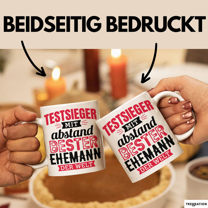Lustige Tasse Geschenk Testsieger Mit Bester Ehemann Der Welt Spruch Weiß Trendation