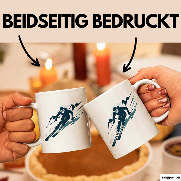 Skifahrer Tasse Geschenkidee für Schneepisten Fans Weiß Trendation