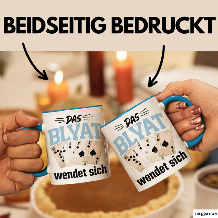 Poker Tasse Geschenk Das Blyat Wendet Sich Spruch Geschenkidee Blau Trendation