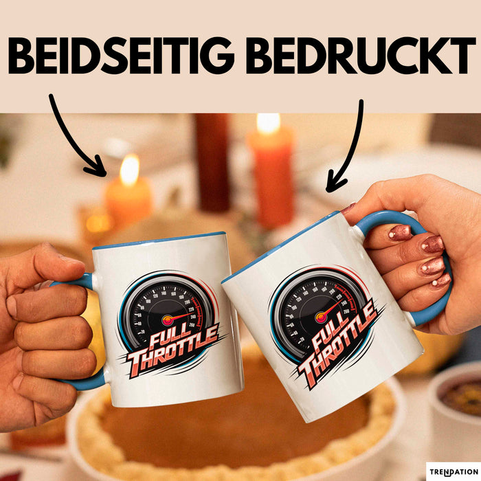 Auto Fan Tasse Geschenkidee Vollgas Schrauber Spruch Geschenkidee Lustig Blau Trendation