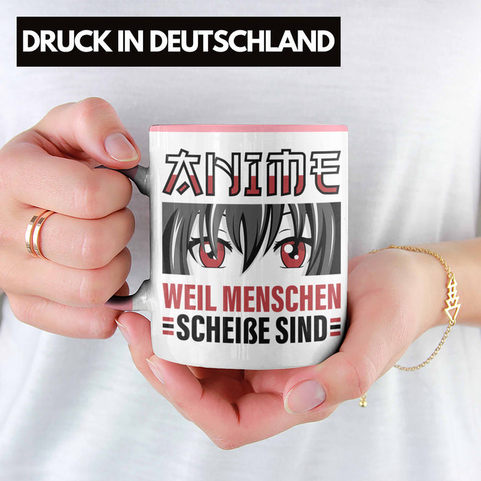 TRENDATION Anime Tasse Geschenk Spruch Kaffeetasse Rosa Trendation