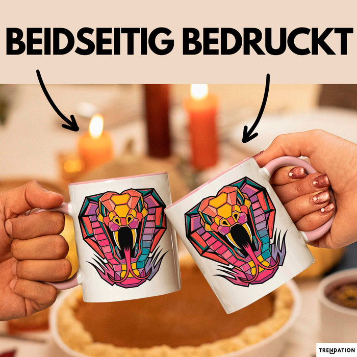 Reptil Schlange Tier Tasse Geschenk Lustige Geschenkidee Spruch Rosa Trendation