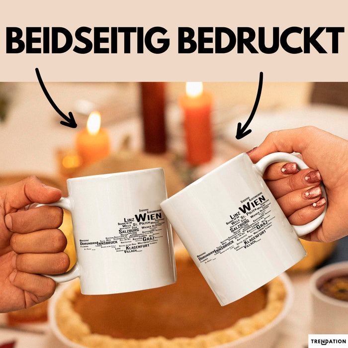 Österreich Karte Wien Wienerisch Tasse Geschenk Lustige Geschenkidee Spruch Weiß Trendation
