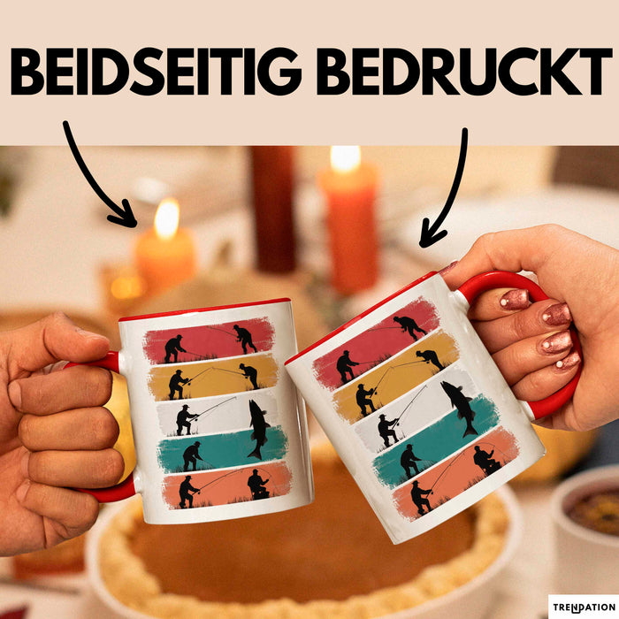 Angelliebhaber Fischer Retro Tasse Geschenk Lustige Geschenkidee Spruch Rot Trendation