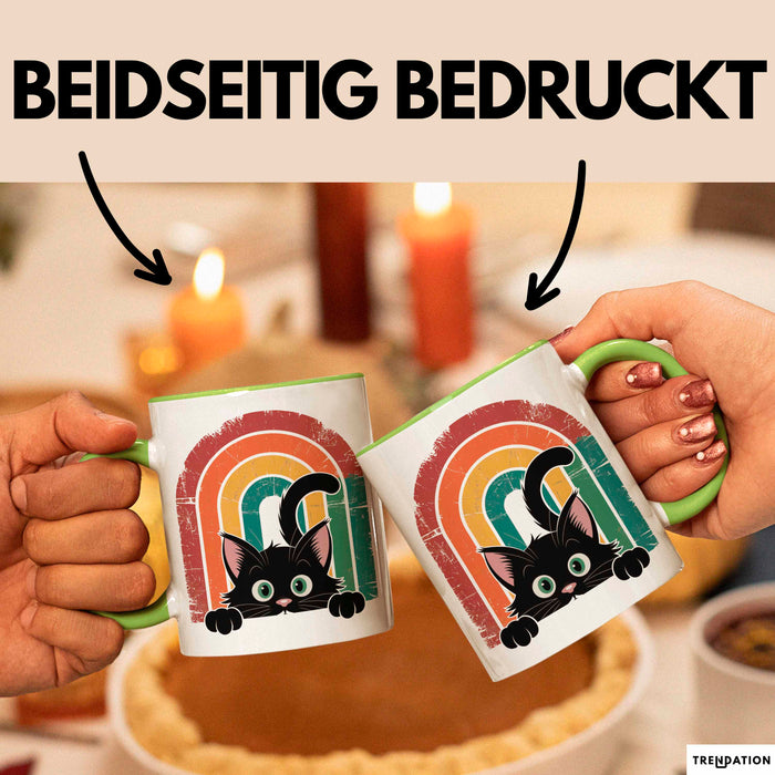 Katzen Tierliebhaber Vintage Tasse Geschenk Lustige Geschenkidee Spruch Grün Trendation