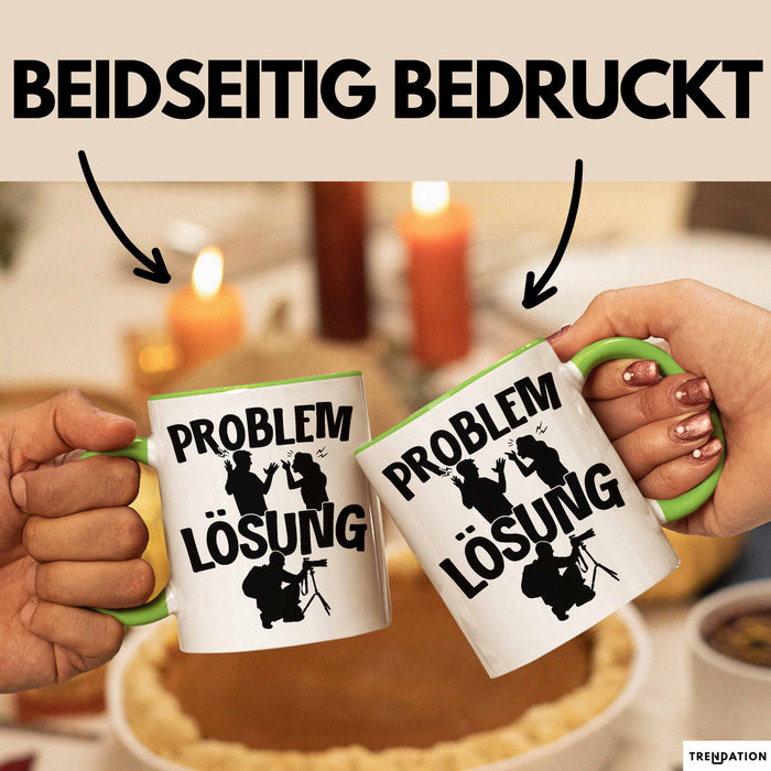 Fotograf Tasse Geschenk für Fotograf Männer Geschenkidee Problem und Lösung Fotografieren Grün Trendation