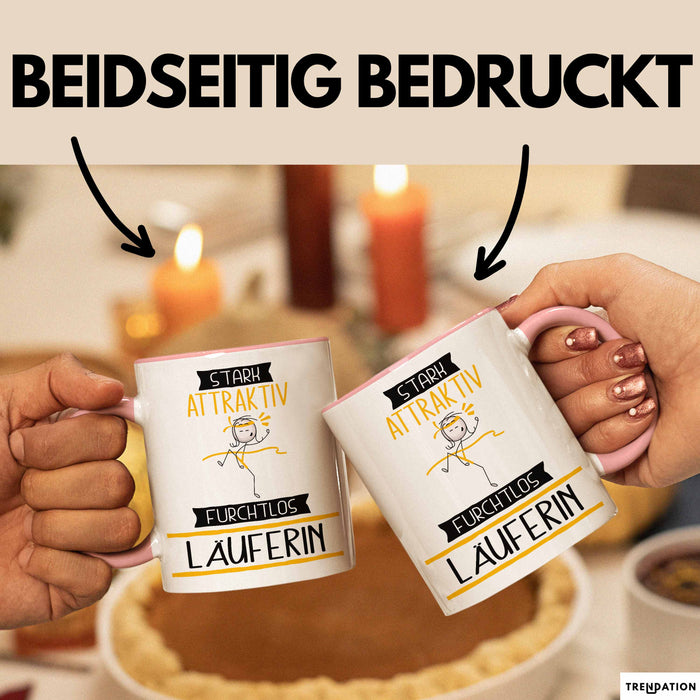 Läuferin Tasse Geschenk Becher Stark Attraktiv Furchtlos Läuferin Lustige Geschenkidee Rosa Trendation