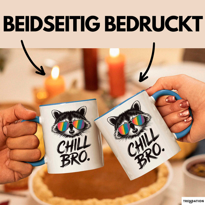 Waschbär Tierliebhaber Tasse Geschenk Lustige Geschenkidee Spruch Entspann Dich Bruder Blau Trendation