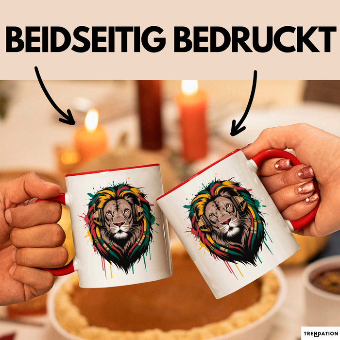 Löwe Tier Kopfhörer Sonnenbrille Tasse Geschenk Lustige Geschenkidee Spruch Rot Trendation