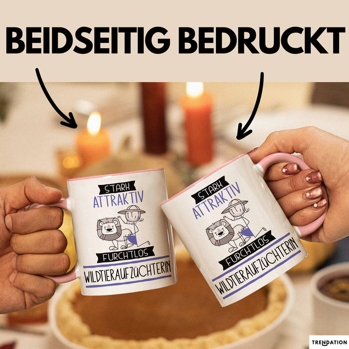 Wildtieraufzüchterin Tasse Geschenk Becher Stark Attraktiv Furchtlos Wildtieraufzüchterin Lustige Geschenkidee Rosa Trendation