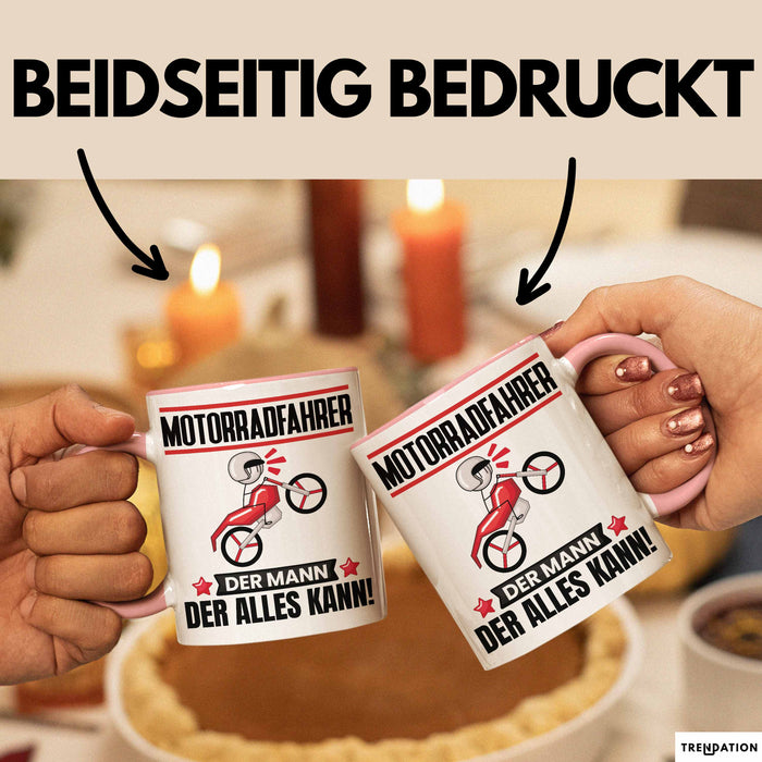 Motorradfahrer Tasse Geschenk für Motorradfahrer Der Mann Der Alles Kann Geschenkidee zum Geburtstag Rosa Trendation