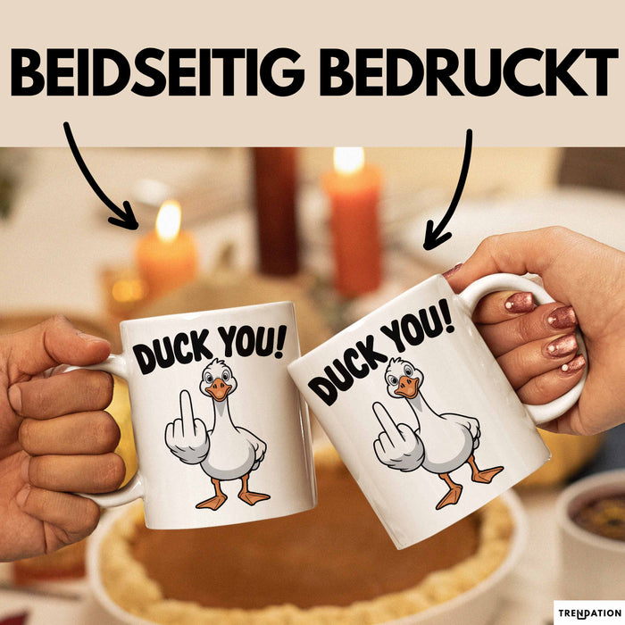 Ente Tier Tasse Geschenk Lustige Geschenkidee Spruch Duck You Weiß Trendation