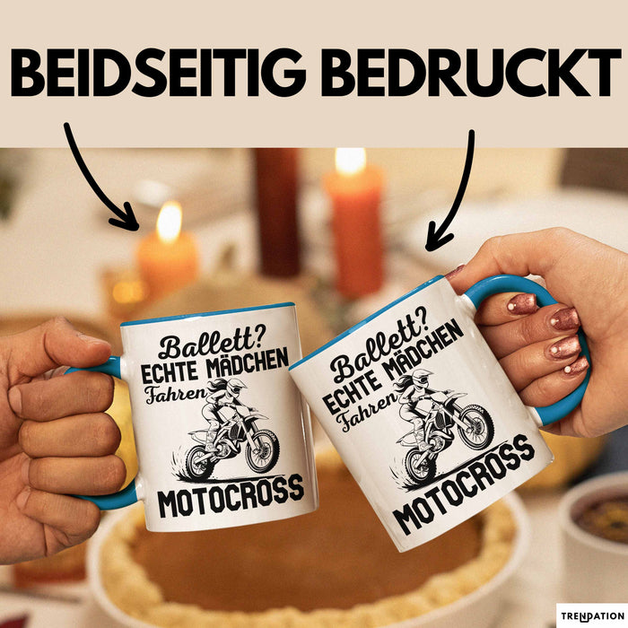 Motocross Tasse Geschenk Mädchen Frauen Balett Echte Mädchen Fahren Motocross Becher Blau Trendation