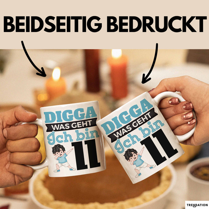 Digga Ich Bin 11 Tasse Jungs Geschenk 11. Geburtstag Lustig Weiß Trendation