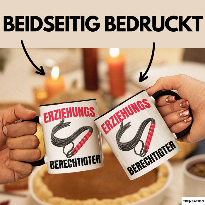 Witzige Tasse Geschenk Erziehungsberechtigter Spruch Lustiger Becher Schwarz Trendation