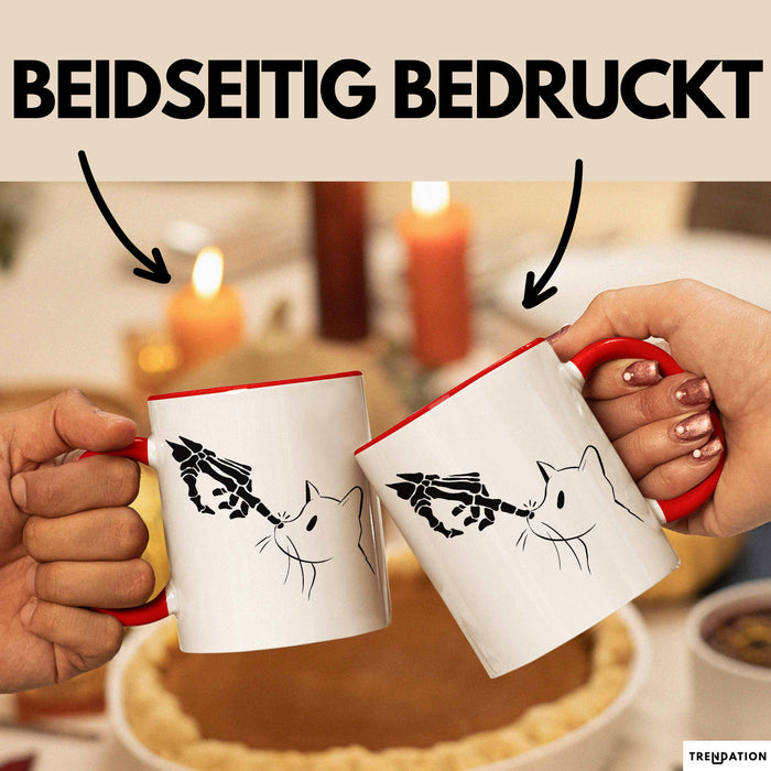 Katzen-Besitzerin Geschenk Tasse Kaffee-Becher Katzen Skelett Tattoo Frauen Kaffee-Becher Rot Trendation