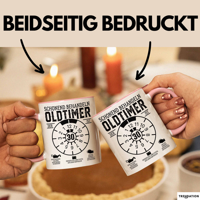30. Geburtstag Tasse Geschenk Schonend Behandeln Oldtimer Der Ist 30 Geschenkidee Kaffee-Becher Rosa Trendation