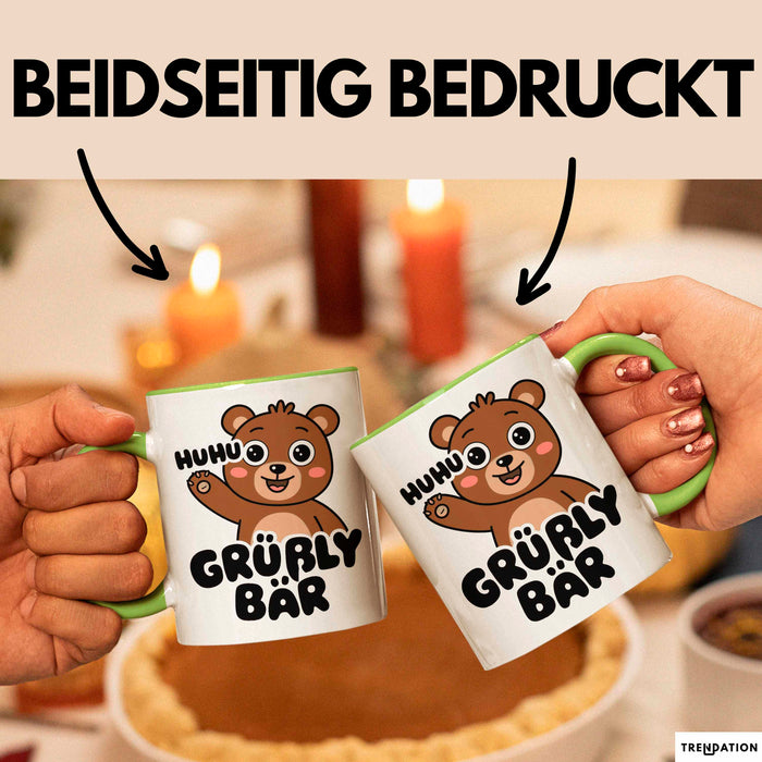 Sarkastischer Bär Tasse Geschenk Lustige Geschenkidee Spruch Grüßly Bär Grün Trendation