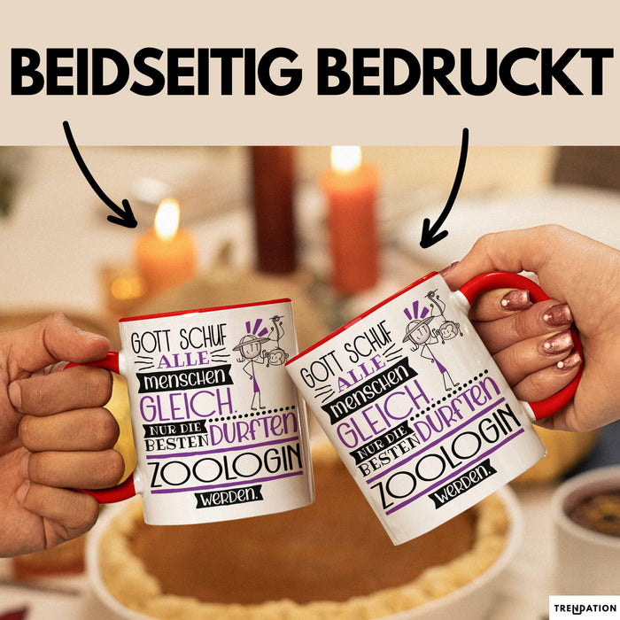 Zoologin Geschenk Becher Tasse Gott Schuf Alle Menschen Gleich Nur Die Besten Durfeten Zoologin Werden Geschenkidee Lustig Rot Trendation