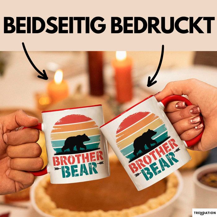 Retro Bruder Bär Tasse Geschenk Lustige Geschenkidee Spruch Rot Trendation