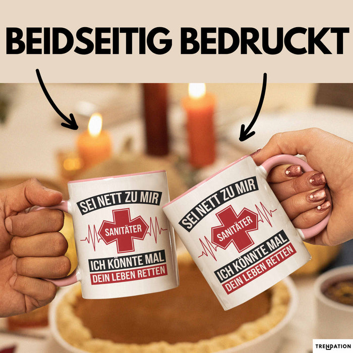 Sanitäter Tasse Geschenk Rettet Leben Notfalldienst Tasse Rosa Trendation