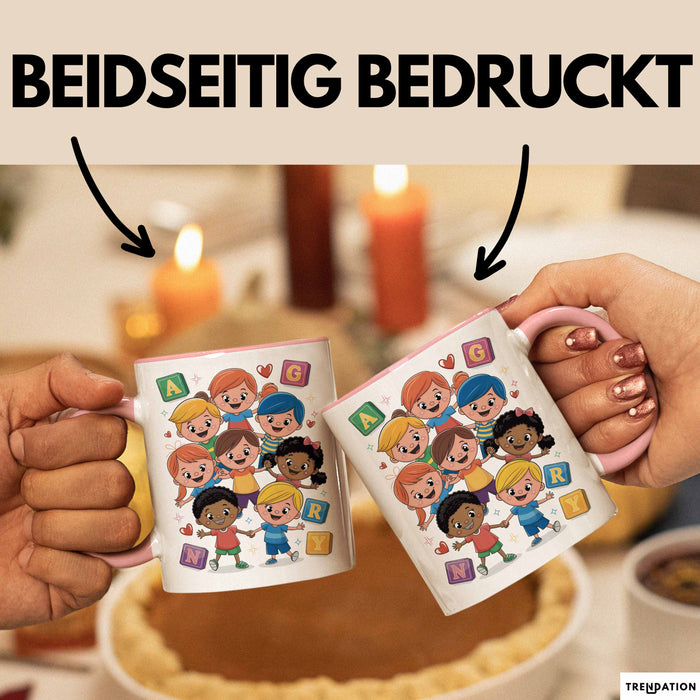 Kindergarten Lehrer Tasse Geschenk Lustige Geschenkidee Spruch Für Kleine Lernende Rosa Trendation