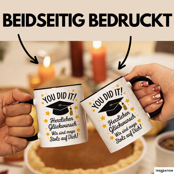 Schüler Abschluss Tasse Geschenk Lustige Geschenkidee Spruch Herzlichen Glückwünsche Trendation