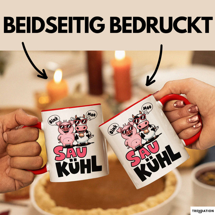 Schweinebauer Schweine Kuh Tier Tasse Geschenk Lustige Geschenkidee Spruch Sau Kuhl Rot Trendation