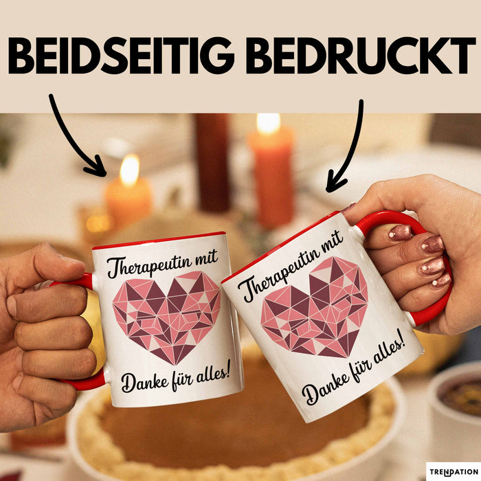 Physiotherapeut Physiotherapie Tasse Geschenk Lustige Geschenkidee Spruch Therapeutin Mit Herz Danke Für Alles Rot Trendation