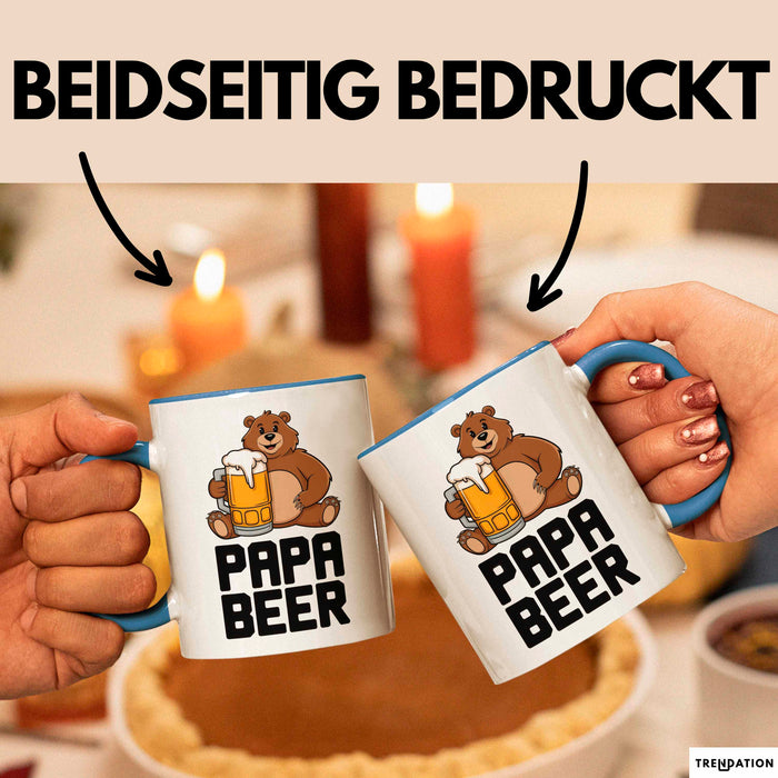 Papa Vatertag Tasse Becher Geschenk Lustige Geschenkidee Spruch Papa Bierbär Blau Trendation