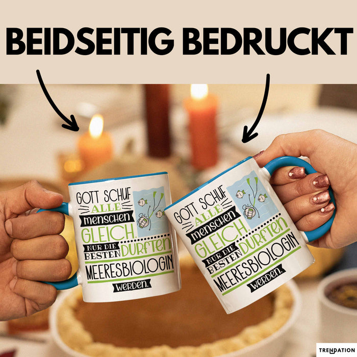 Meeresbiologin Geschenk Becher Tasse Gott Schuf Alle Menschen Gleich Nur Die Besten Durfeten Meeresbiologin Werden Geschenkidee Lustig Blau Trendation