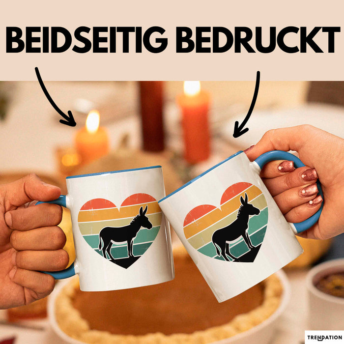 Eselbauer Esel Tier Retro Tasse Geschenk Lustige Geschenkidee Spruch Blau Trendation