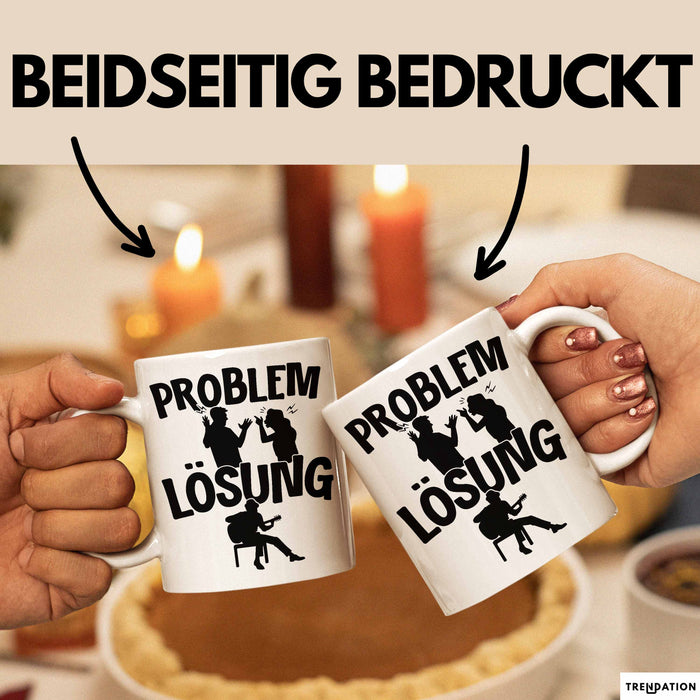 Gitarrist Tasse Geschenk für Gitarrenspieler Männer Geschenkidee Problem und Lösung Gitarre Weiß Trendation