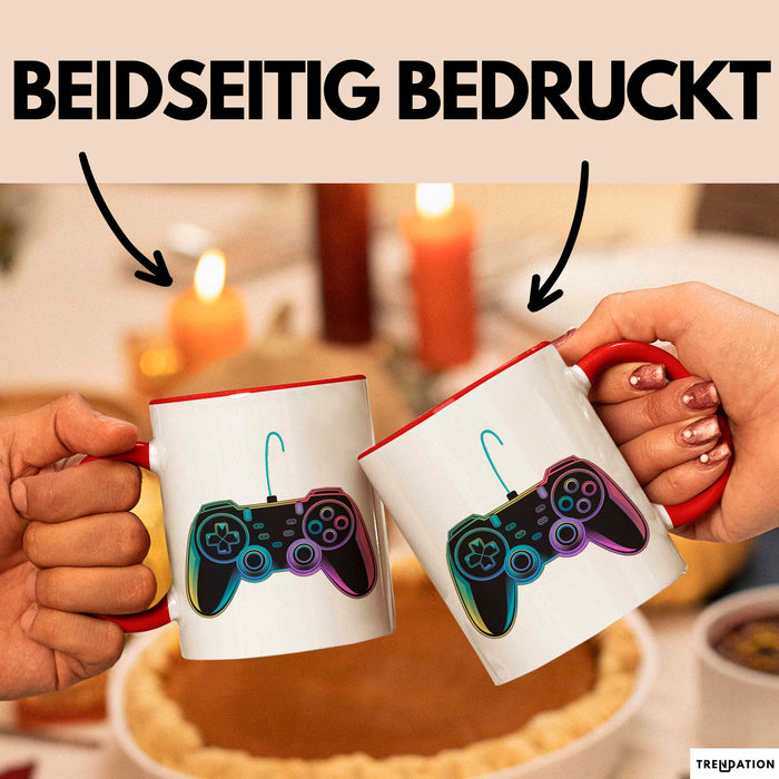 Gamer Gaming Liebhaber Tasse Geschenk Lustige Geschenkidee Spruch Game Controller Rot Trendation