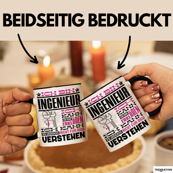 Ingenieur Geschenk Tasse Geschenkidee für Ingenieur Geburtstag Lustiger Spruch Ich Bin Ingenieur Ich Kann Es Dir Erklären Aber Nicht Für Dich Verstehen Schwarz Trendation