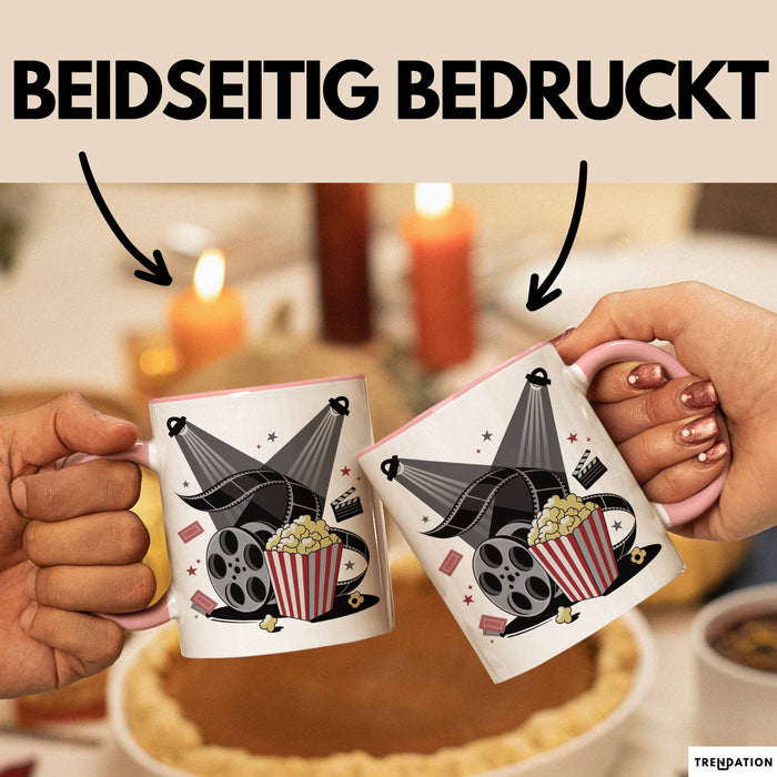 Filmfan Tasse Geschenkidee für Kinoliebhaber Lustiger Spruch Rosa Trendation