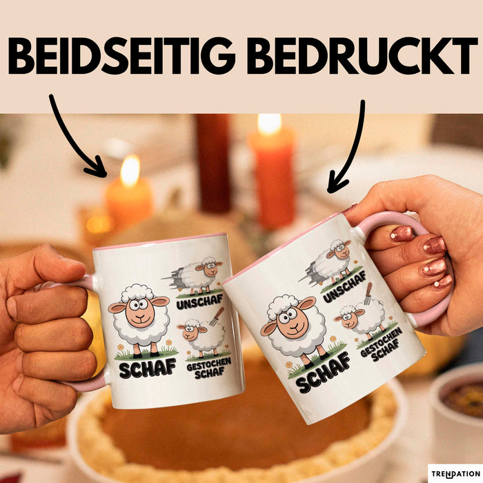 Schaf Tier Bauer Sarkasmus Tasse Becher Geschenk Lustige Geschenkidee Spruch Schaf Unschaf Gestochen Schaf Rosa Trendation