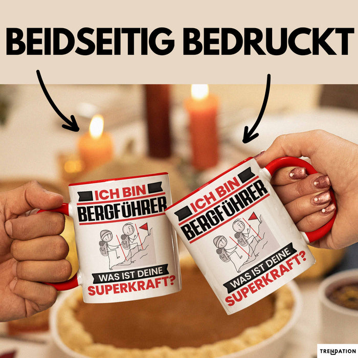 Bergführer Tasse Geschenk für Bergführer Geburtstag Lustiger Spruch Kaffee-Becher Was Ist Deine Superkraft Rot Trendation