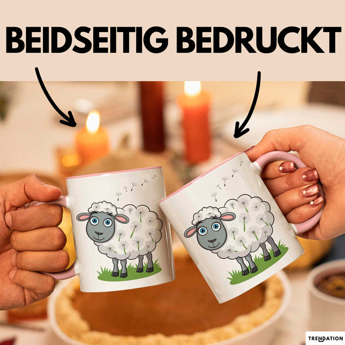 Schaf Tier Bauer Tasse Becher Geschenk Lustige Geschenkidee Spruch Rosa Trendation