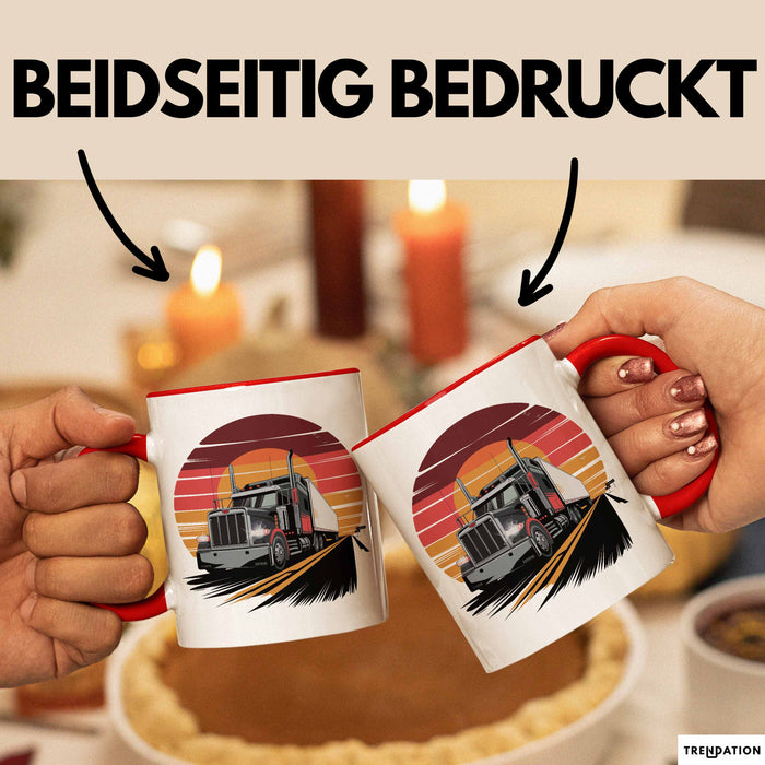 Lkw Fahrer Tasse Geschenkidee für Trucker Lustiger Spruch Rot Trendation