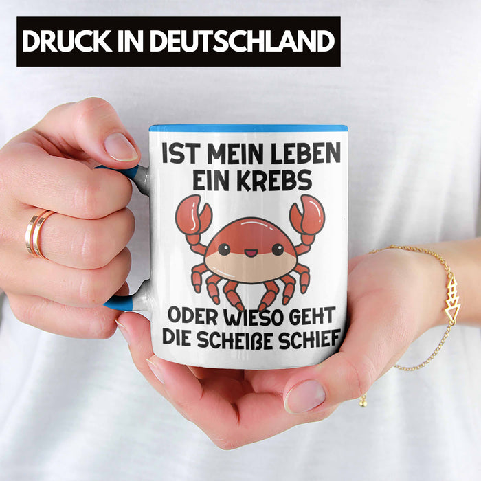 Dank Meme Tasse Spruch Internet Meme Geschenkidee Depressionen Ist Mein Leben Ein Krebs Oder Wieso Geht Die SCH Schief? Blau Trendation