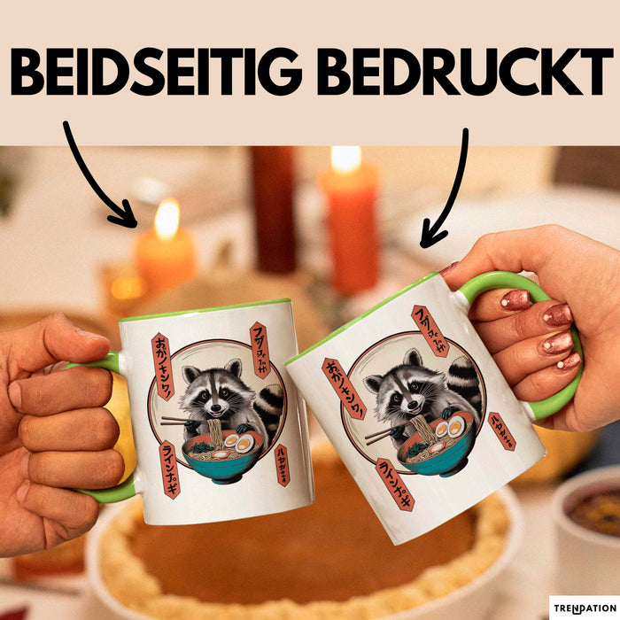 Waschbär Tierliebhaber Ramen Tasse Geschenk Lustige Geschenkidee Spruch Grün Trendation