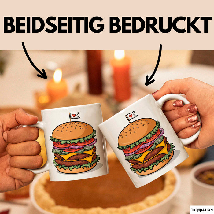 Burger Fan Tasse Geschenkidee für Grillmeister Weiß Trendation