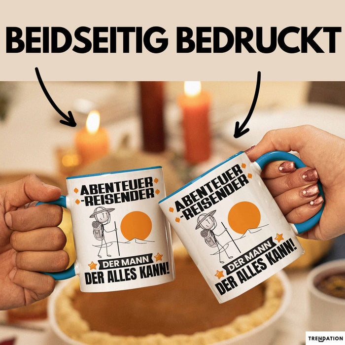 Abenteurreisender Tasse Geschenk für Abenteurreisender Der Mann Der Alles Kann Geschenkidee zum Geburtstag Blau Trendation