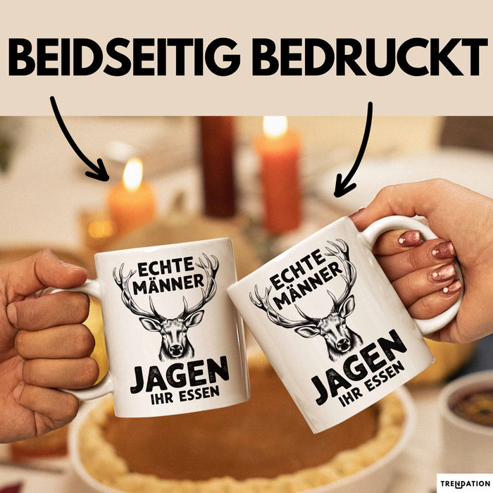 Hirschjäger Jagd Tasse Geschenk Echte Männer jagen ihr Essen Weiß Trendation