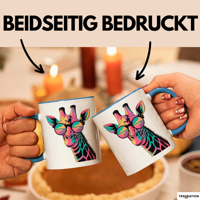 Giraffe Mit Sonnenbrille Tasse Geschenk Lustige Geschenkidee Spruch Blau Trendation